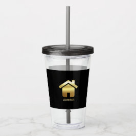 Elegant Gold House Symbol Real Estate Design Acryl Drinkbeker