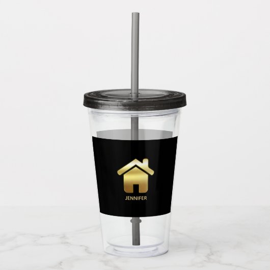 Elegant Gold House Symbol Real Estate Design Acryl Drinkbeker (Voorkant)