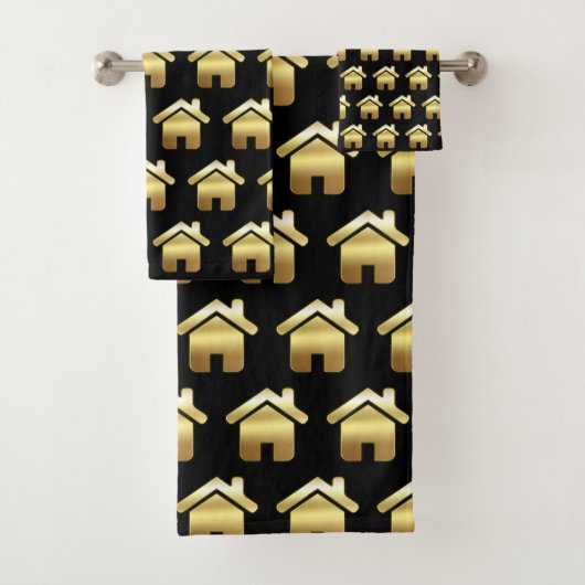 Elegant Gold House Symbol Real Estate Design Bad Handdoek (Insitu)