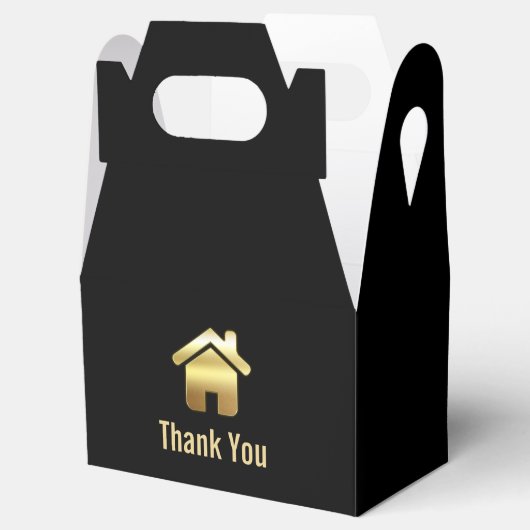 Elegant Gold House Symbol Real Estate Design Bedankdoosjes (Geopend)