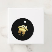 Elegant Gold House Symbol Real Estate Design Bedankjes Labels (In situ)