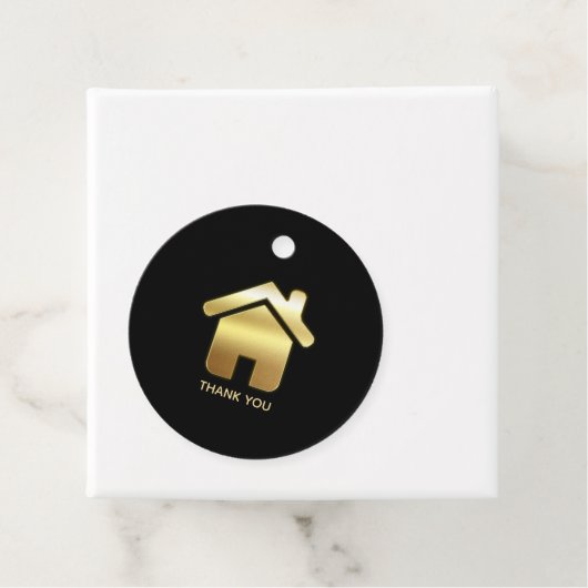 Elegant Gold House Symbol Real Estate Design Bedankjes Labels (In situ)