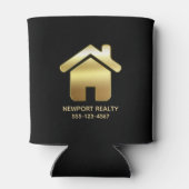 Elegant Gold House Symbol Real Estate Design Blikjeskoeler (Achterkant)