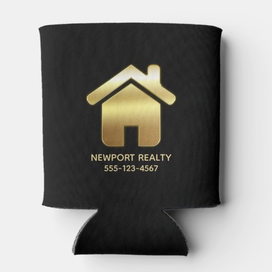 Elegant Gold House Symbol Real Estate Design Blikjeskoeler (Achterkant)