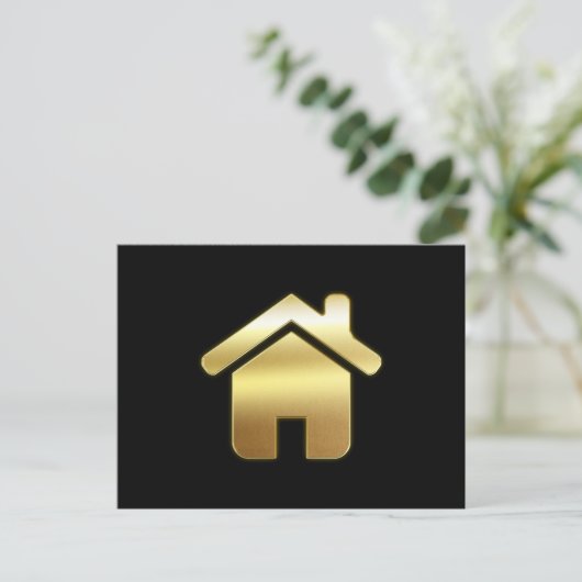 Elegant Gold House Symbol Real Estate Design Briefkaart (Staand voorkant)