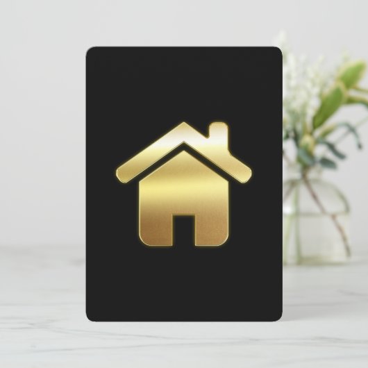 Elegant Gold House Symbol Real Estate Design Feestdagenkaart (Staand voorkant)