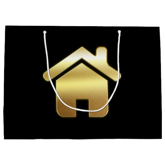 Elegant Gold House Symbol Real Estate Design Groot Cadeauzakje (Achterkant)