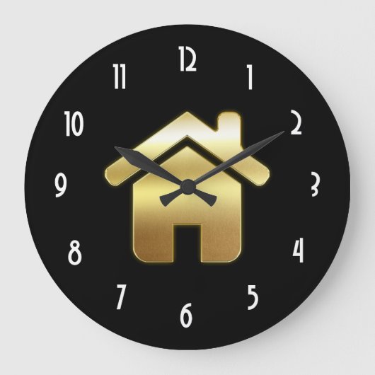 Elegant Gold House Symbol Real Estate Design Grote Klok (Voorkant)