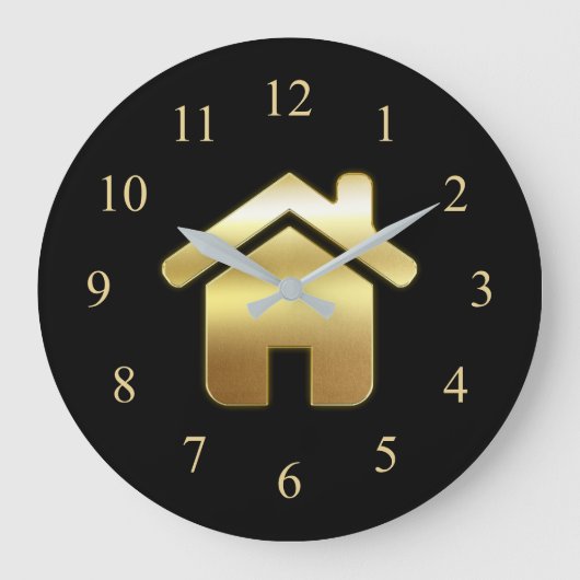 Elegant Gold House Symbol Real Estate Design Grote Klok (Voorkant)