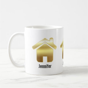 Elegant Gold House Symbol Real Estate Design Koffiemok