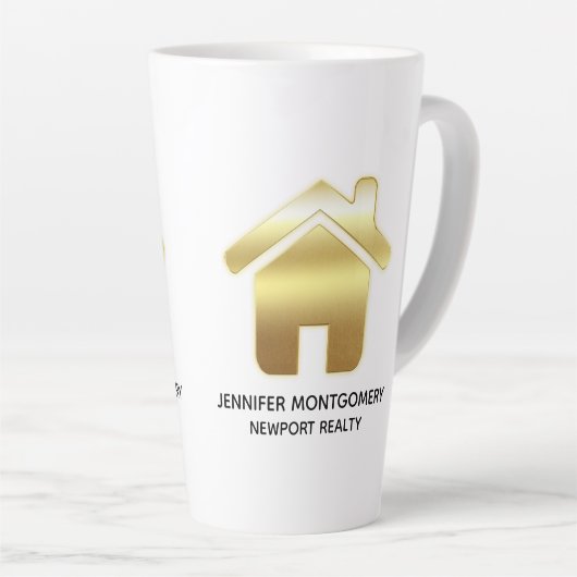 Elegant Gold House Symbol Real Estate Design Latte Mok (Rechterhoek)