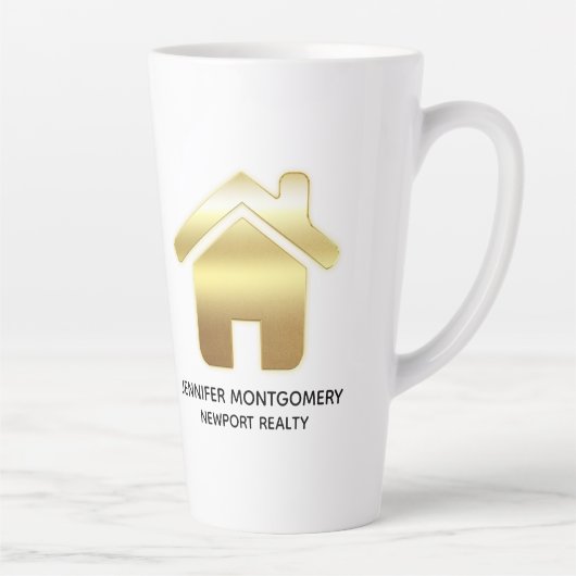 Elegant Gold House Symbol Real Estate Design Latte Mok (Rechts)