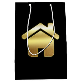 Elegant Gold House Symbol Real Estate Design Medium Cadeauzakje
