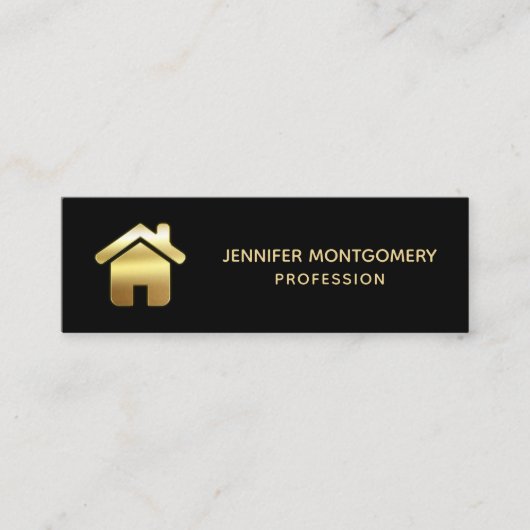 Elegant Gold House Symbol Real Estate Design Mini Visitekaartje (Voorkant)