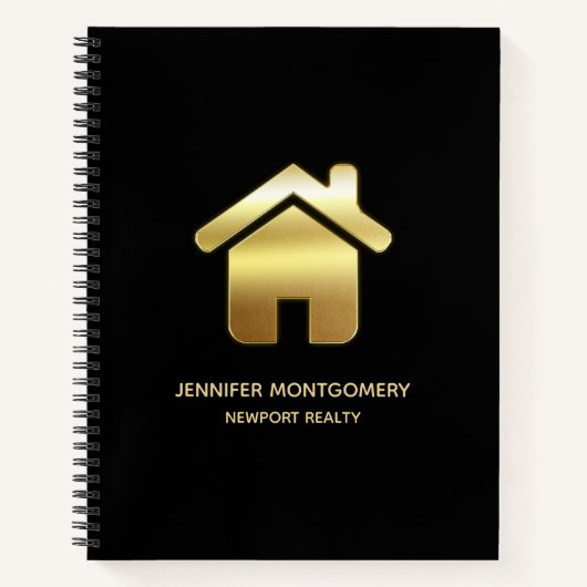 Elegant Gold House Symbol Real Estate Design Notitieboek (Voorkant)