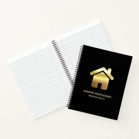 Elegant Gold House Symbol Real Estate Design Notitieboek (Binnen)
