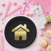 Elegant Gold House Symbol Real Estate Design Papieren Bordje (Feest)