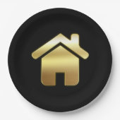 Elegant Gold House Symbol Real Estate Design Papieren Bordje (Voorkant)