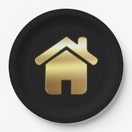 Elegant Gold House Symbol Real Estate Design Papieren Bordje (Voorkant)