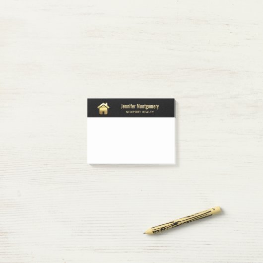 Elegant Gold House Symbol Real Estate Design Post-it® Notes (Op bureau)