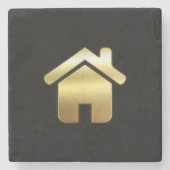 Elegant Gold House Symbol Real Estate Design Stenen Onderzetter (Voorkant)