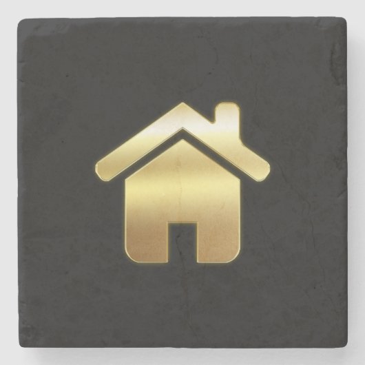 Elegant Gold House Symbol Real Estate Design Stenen Onderzetter (Voorkant)