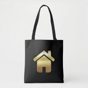 Elegant Gold House Symbol Real Estate Design Tote Bag
