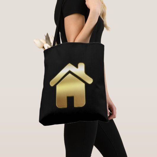 Elegant Gold House Symbol Real Estate Design Tote Bag (Dichtbij)