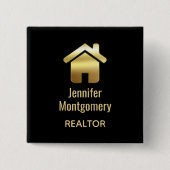 Elegant Gold House Symbol Real Estate Design Vierkante Button 5,1 Cm (Voorkant)