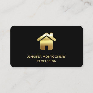 Elegant Gold House Symbol Real Estate Design Visitekaartje