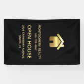 Elegant Gold House Symbol Real Estate Open House Spandoek (Horizontaal)