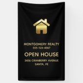 Elegant Gold House Symbol Real Estate Open House Spandoek (Verticaal)