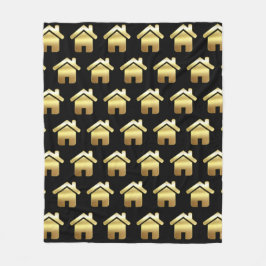 Elegant Gold House Symbol Real Estate Patroon Fleece Deken