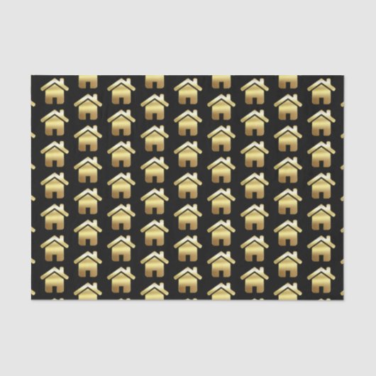 Elegant Gold House Symbol Real Estate Patroon Tissuepapier (Voorkant)