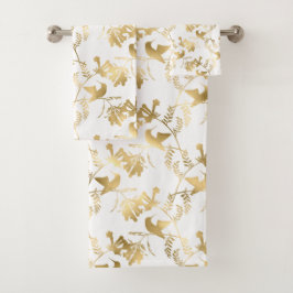 Elegant Gold Hummingbird Glam Bad Handdoek