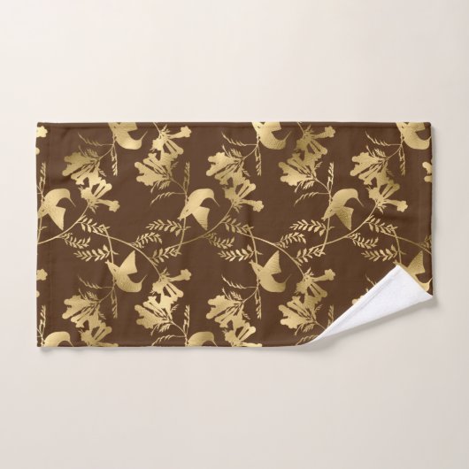 Elegant Gold Hummingbird Glam Brown Bad Handdoek (Handdoek)
