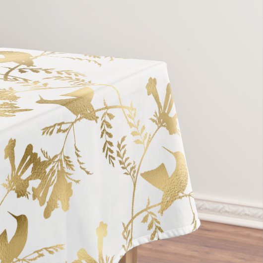 Elegant Gold Hummingbird Glam Tafelkleed (Voorbeeld)