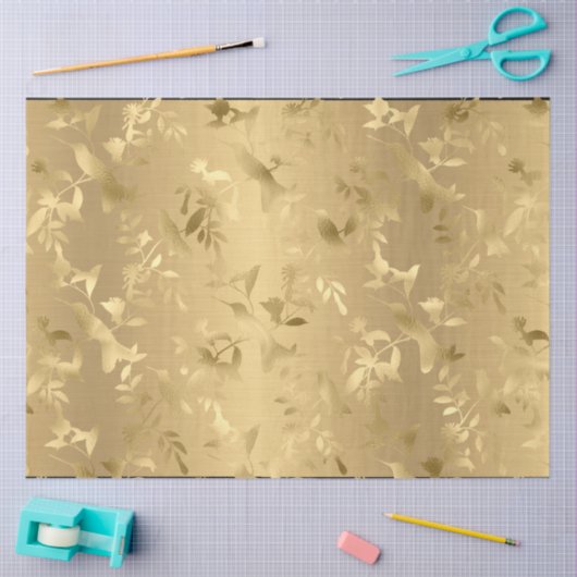 Elegant Gold Hummingbird Tissue Paper Tissuepapier (Craft)