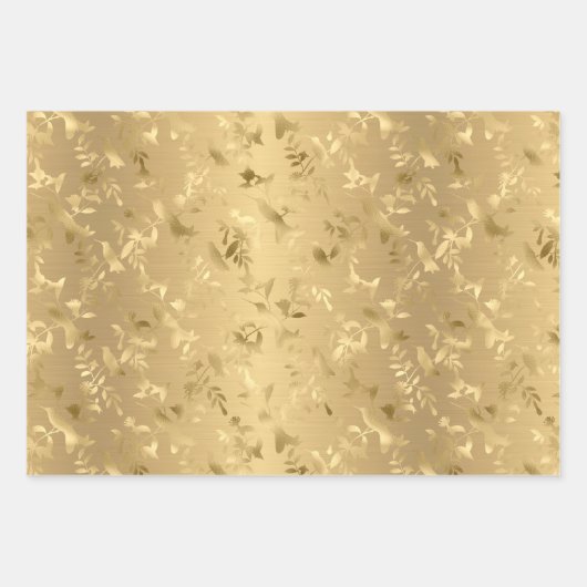 Elegant Gold Hummingbird Wrapping Paper Sheets (Voorkant)