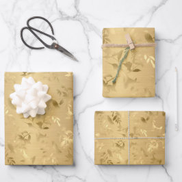 Elegant Gold Hummingbird Wrapping Paper Sheets