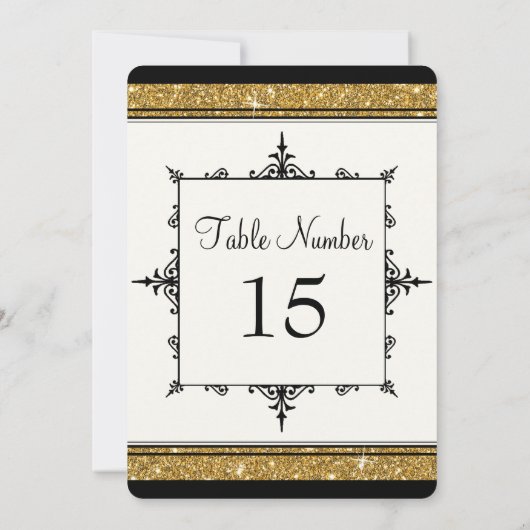 Elegant Gold in Black  Script Typografie Kaart (Achterkant)