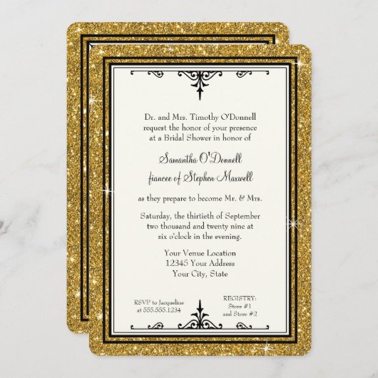 Elegant Gold in Black  Script Vrijgezellenfeest Kaart (Voorkant / Achterkant)