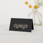 Elegant Gold in Black Swirls Shield Wedding Plaatskaartje (Achterkant)