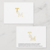 Elegant Gold Initial Monogram Enclosure Card Informatiekaartje (Voorkant / Achterkant)