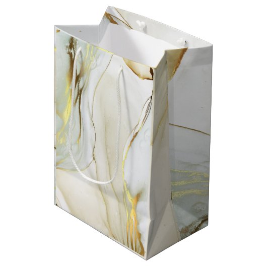 Elegant Gold Ink Abstract Patroon Medium Cadeauzakje (Voorkant Gekanteld)