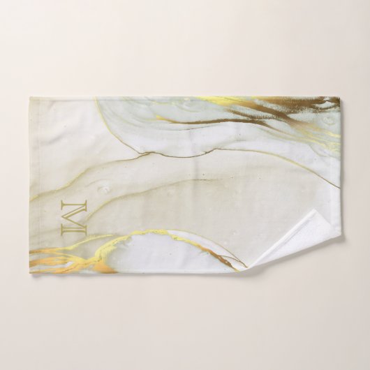 Elegant Gold Ink Abstract Patroonmonogram Bad Handdoek (Handdoek)