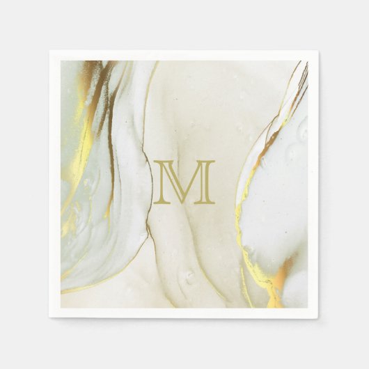Elegant Gold Ink Abstract Patroonmonogram Servet (Voorkant)