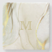 Elegant Gold Ink Abstract Patroonmonogram Stenen Onderzetter (Voorkant)