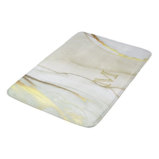 Elegant Gold Ink Abstract Pattern Monogram Bath Badmat (Gekanteld)