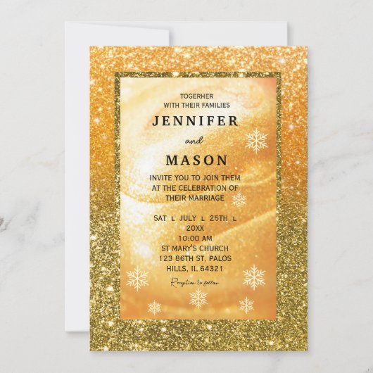 Elegant Gold invitation | Glitter and Pearl Kaart (Voorkant)